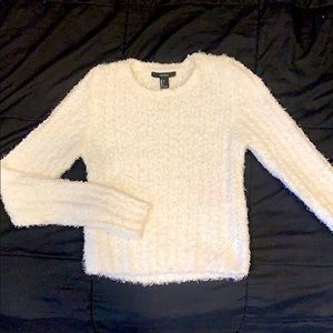 Fluffy white cropped sweater